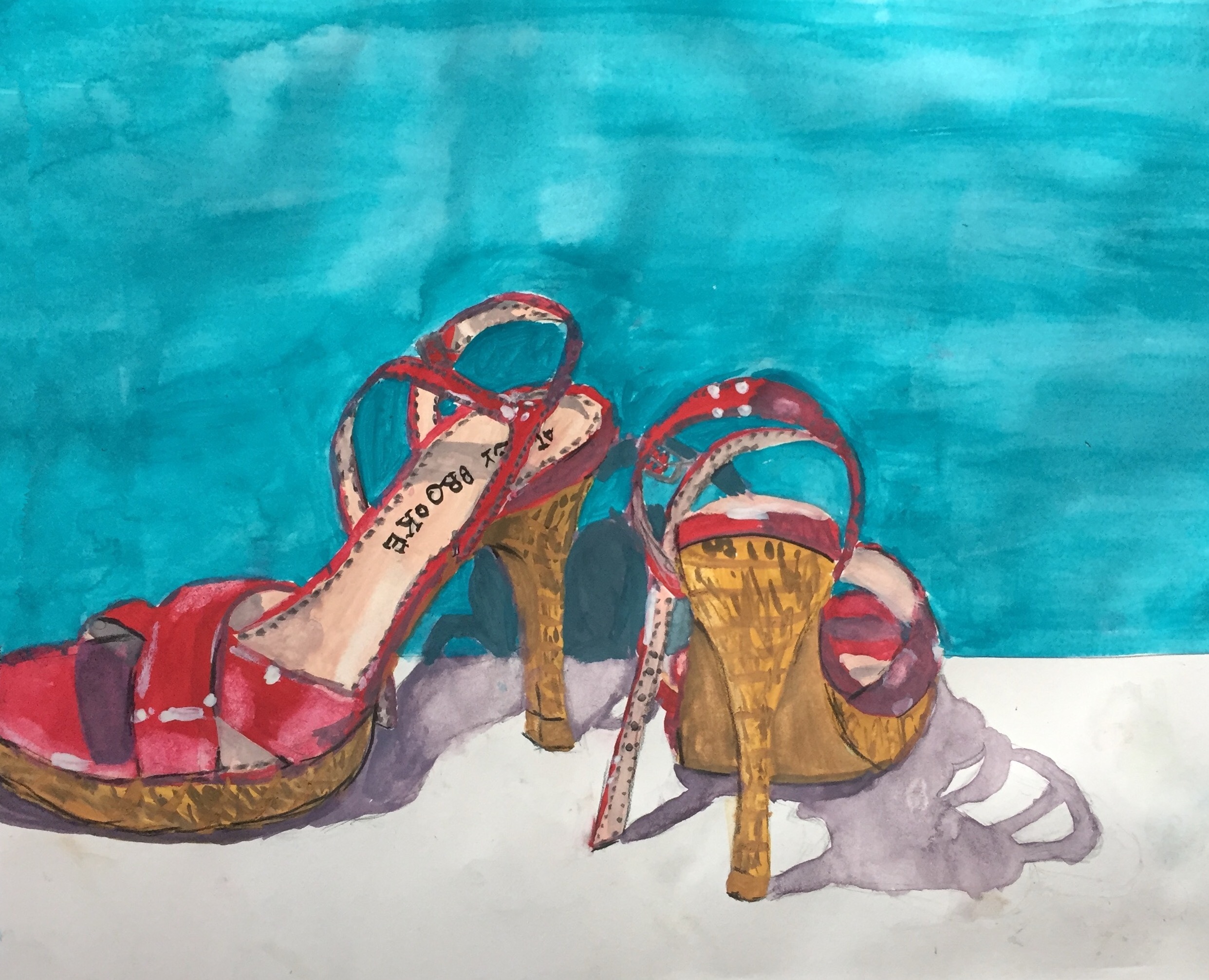 View Image Details Janelle - Red Shoes in watercolor